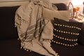 Gray & White Lightweight Throw Blanket with Tassel Edging