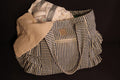Bella Tuunno Navy & White Striped Ruffled Diaper Tote Bag