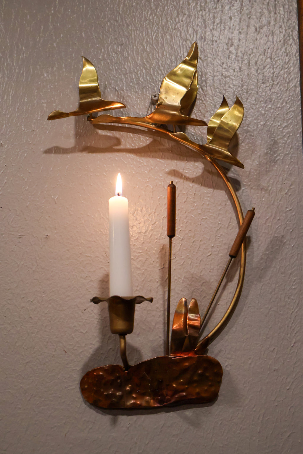 Copper & Metal Flying Geese Wall Candle Holder
