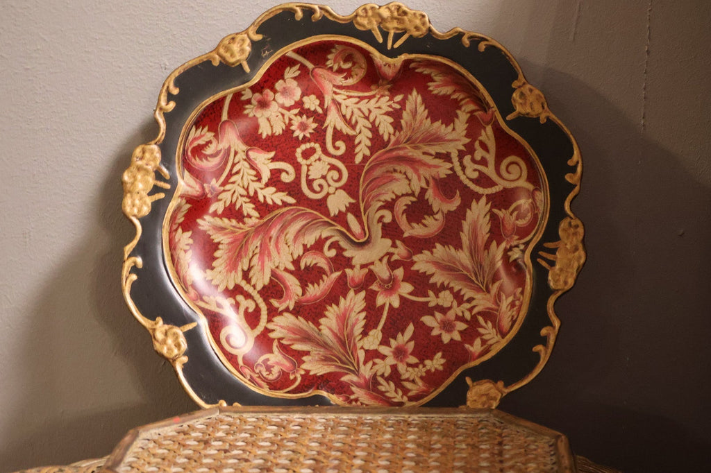 Florentine-Style Red & Gold Decorative Plate