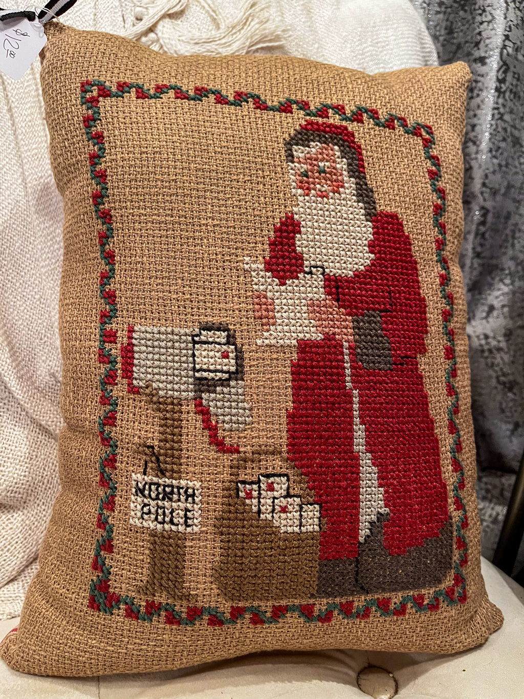 Cross Stitch Santa Pillow