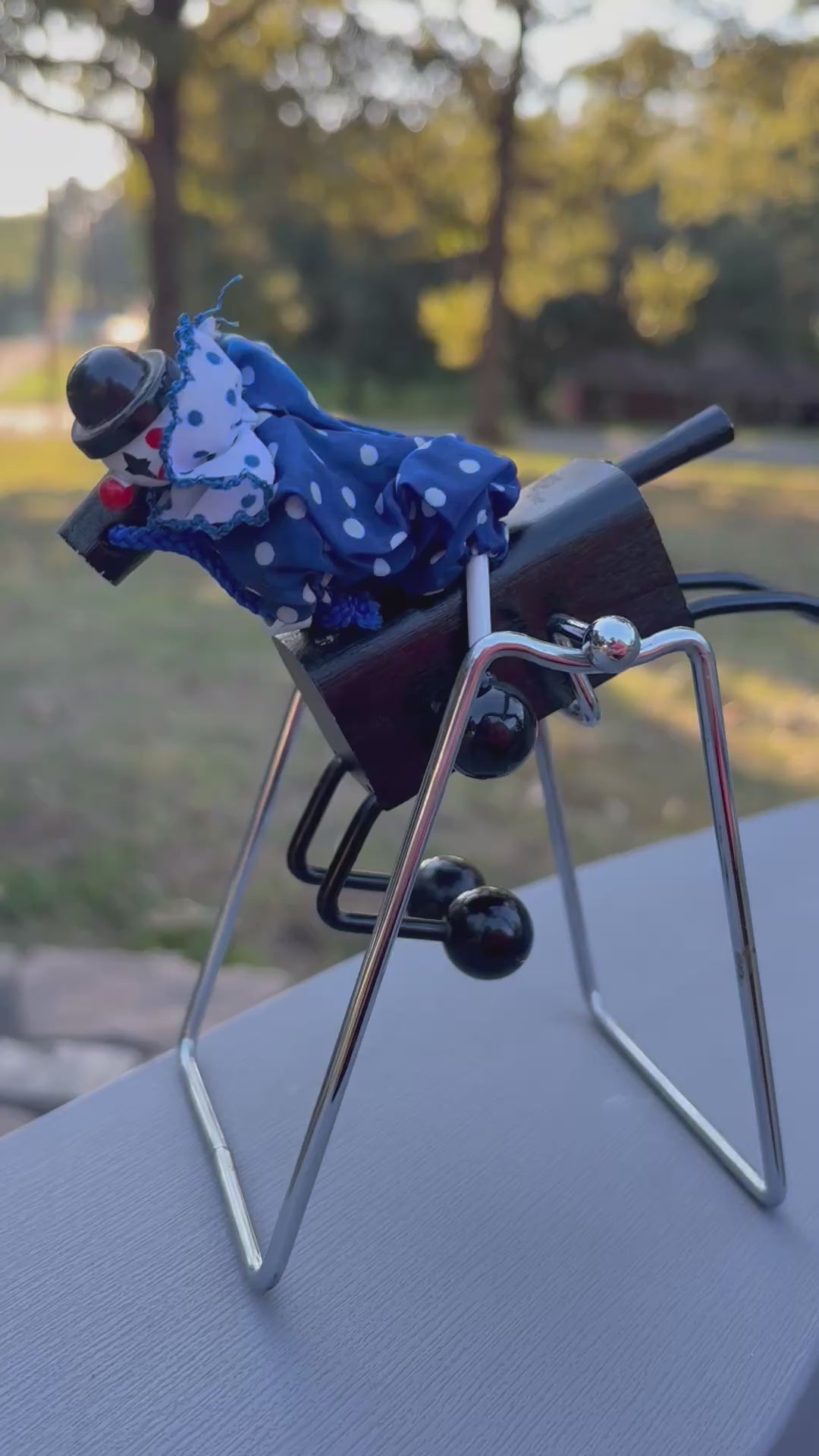 Vintage Kinetic Balance Clown Riding a Horse